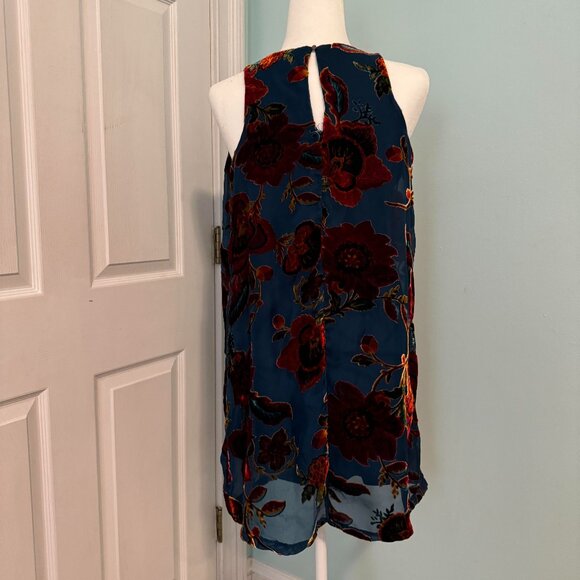Blue Dress with Firey Red Flowers - Picture 4 of 4